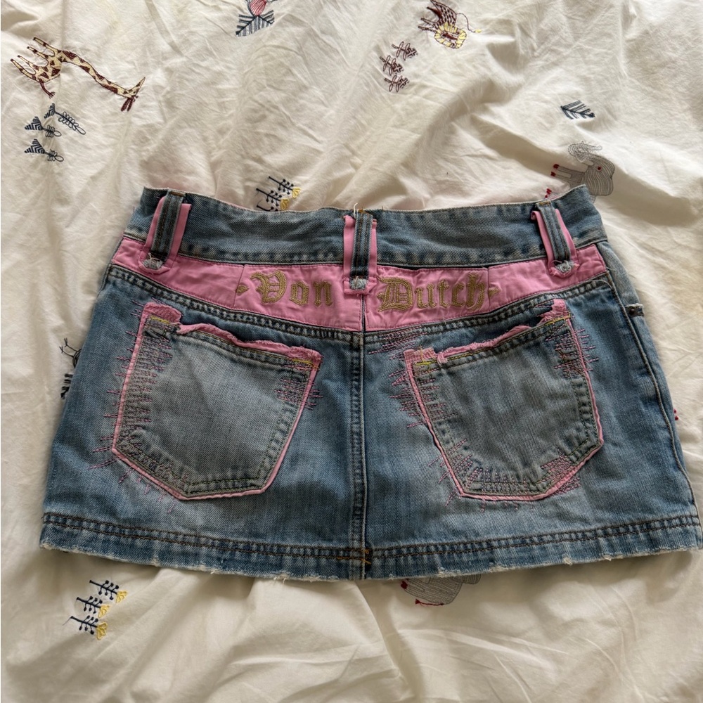 Von Dutch Pink and Blue Mini Skirt
